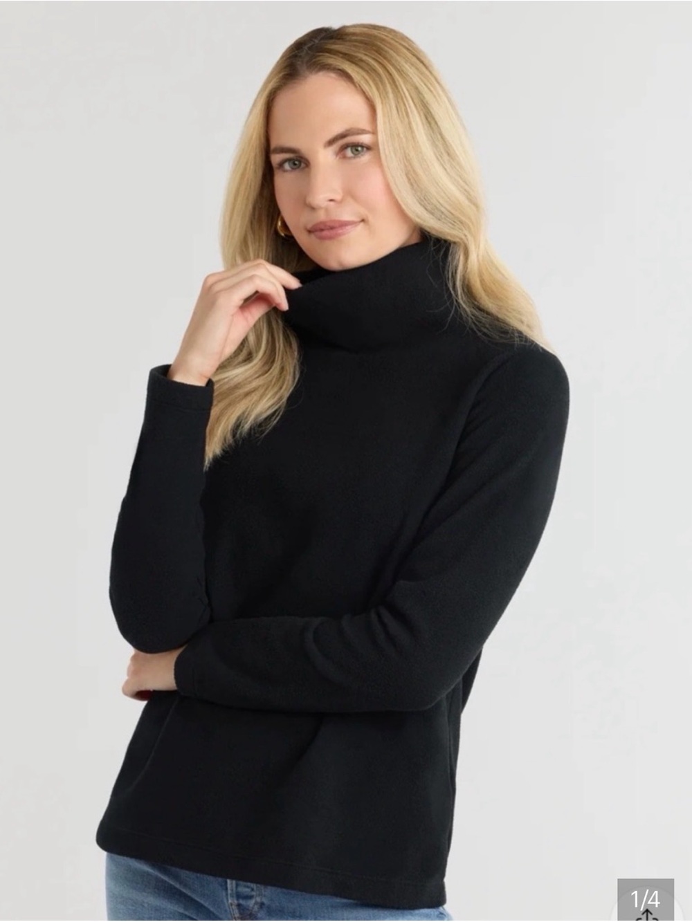 Dudley Stephens Black Foldover Turtleneck Sweater